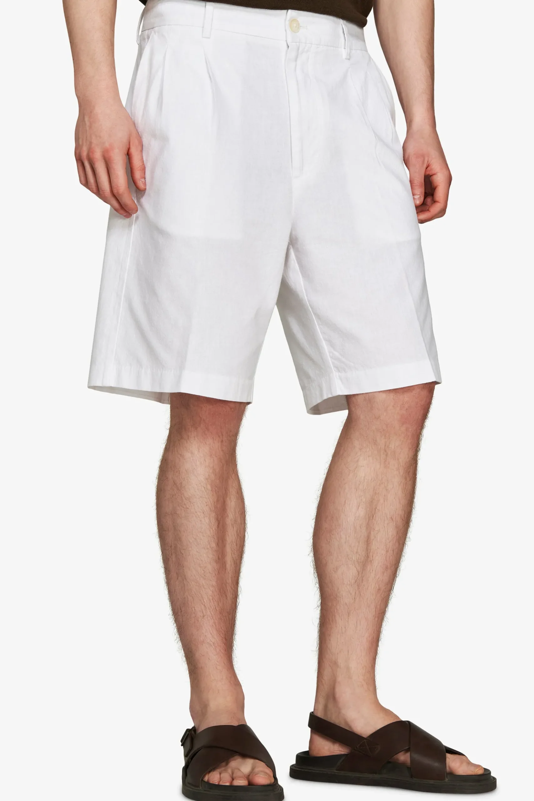 Bermuda misto lino bianco "Volume"