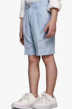 Bermuda misto lino con pinces celeste Kids