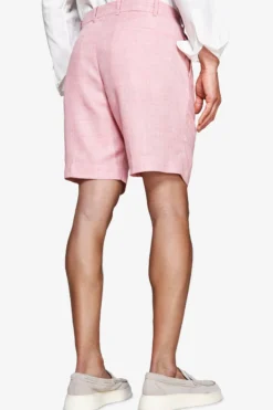 Bermuda misto lino con pinces rosa