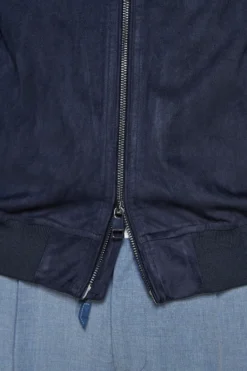 Bomber full zip in ecosuede blu