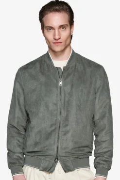Bomber in ecosuede traforato verde