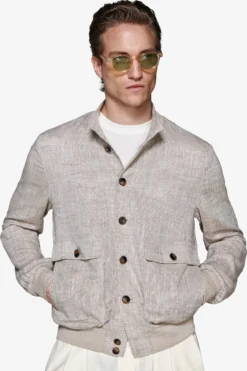 Bomber misto lino tortora
