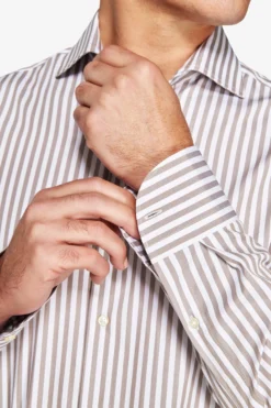 Camicia a righe fine tortora