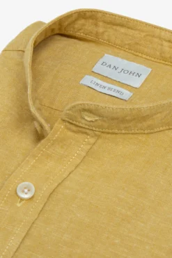Camicia coreana misto lino gialla