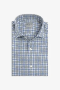 Camicia effetto flanella check celeste