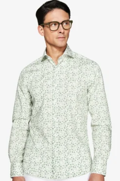 Camicia fantasia floreale salvia
