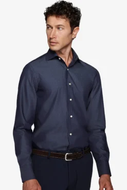 Camicia gabardina effetto denim slim