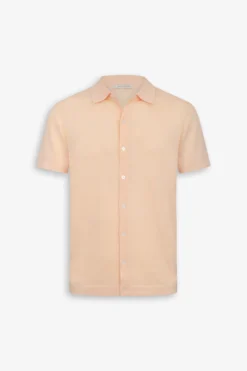 Camicia in maglia maniche corte pesca