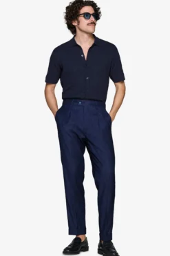 Camicia in maglia punto mattoncino blu