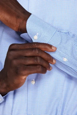 Camicia micro pied de poule azzurra