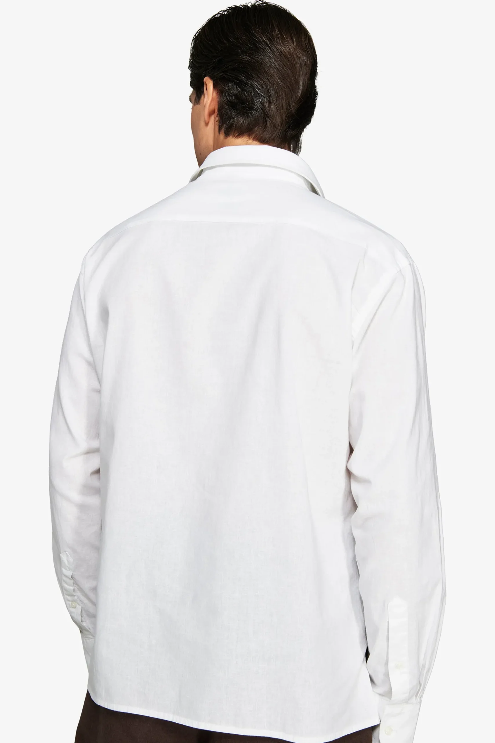 Camicia misto lino chester bianca "Volume"