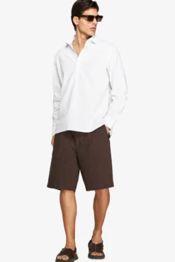 Camicia misto lino chester bianca