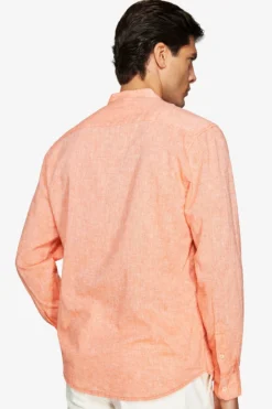 Camicia misto lino coreana arancio
