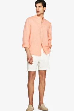 Camicia misto lino coreana arancio