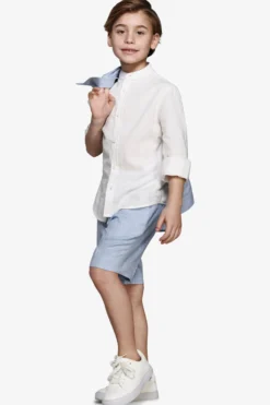 Camicia misto lino coreana panna Kids