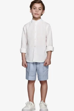 Camicia misto lino coreana panna Kids