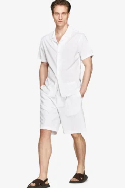 Camicia misto lino hawaiana bianca