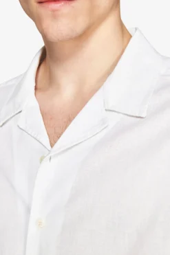 Camicia misto lino hawaiana bianca "Volume"