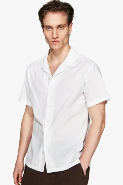 Camicia misto lino hawaiana bianca
