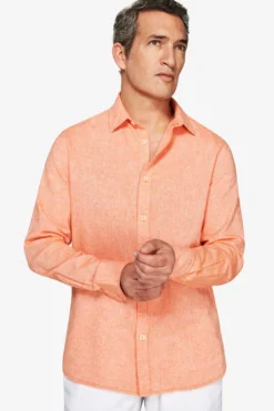 Camicia misto lino relaxed arancio