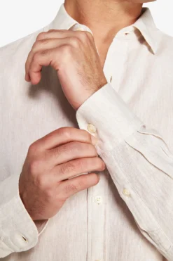 Camicia misto lino relaxed beige