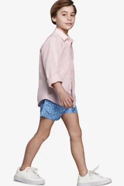 Camicia misto lino relaxed rosa Kids