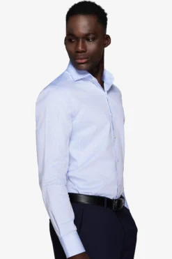 Camicia piquet celeste slim