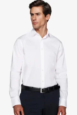 Camicia stretch unita bianca slim