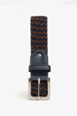 Cintura sportiva elastica intreccio bicolore blu/marrone