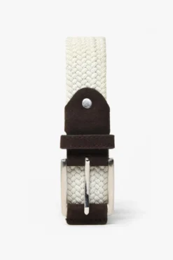 Cintura sportiva elastica intrecciata panna