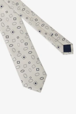 Cravatta jacquard fantasia geometrica beige