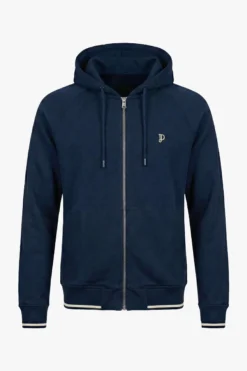 Felpa full zip con cappuccio blu