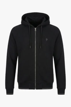 Felpa full zip con cappuccio nera
