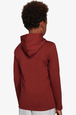 Felpa jersey con cappuccio e ricamo bordeaux Kids
