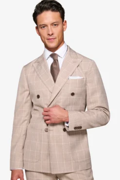 Giacca doppiopetto finestrata beige