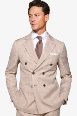 Giacca doppiopetto finestrata beige