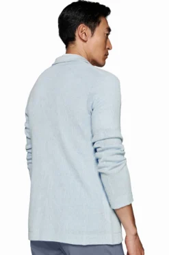 Giacca in maglia costa inglese celeste