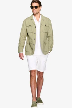 Giacca sahariana misto lino militare
