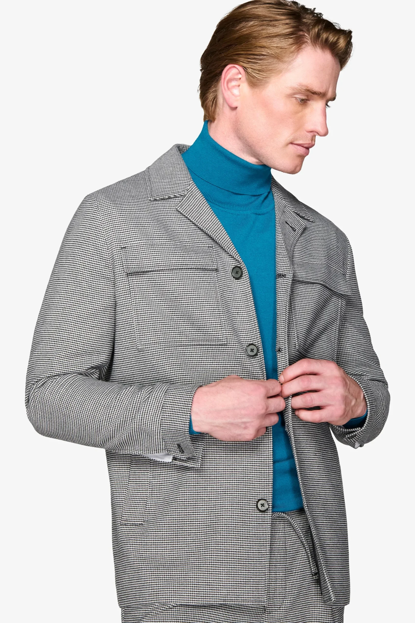 Giacca worker pied de poule grigia