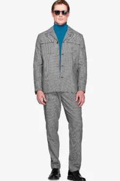 Giacca worker pied de poule grigia