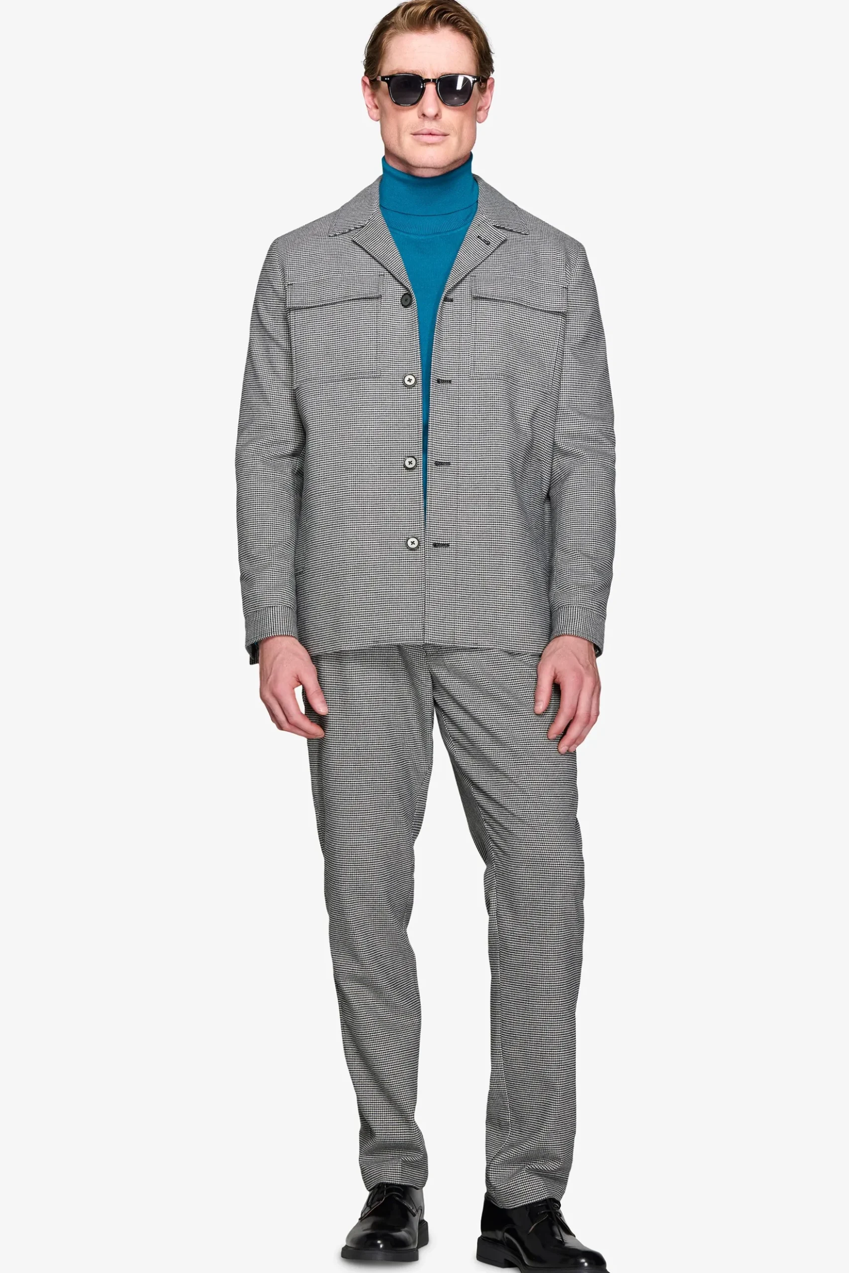 Giacca worker pied de poule grigia