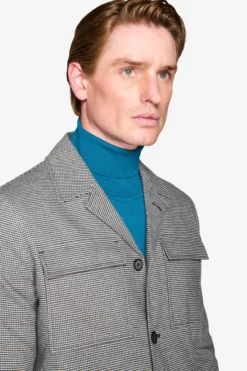 Giacca worker pied de poule grigia