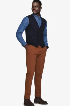 Gilet doppiopetto in maglia basic blu