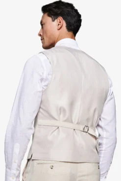 Gilet misto lino Herringbone sabbia