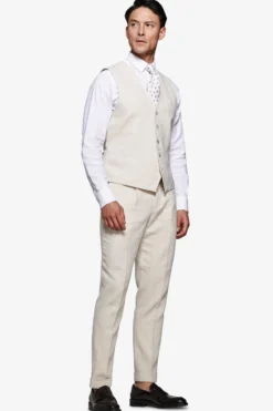 Gilet misto lino Herringbone sabbia