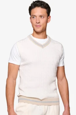 Gilet treccia e costa DNJ off white