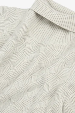 Maglia dolcevita a treccia discontinua ghiaccio