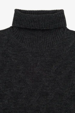 Maglia dolcevita a treccia discontinua antracite