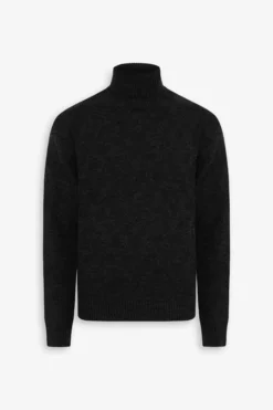 Maglia dolcevita a treccia discontinua antracite