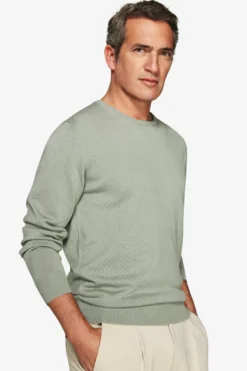 Maglia girocollo basic in cotone verde chiaro